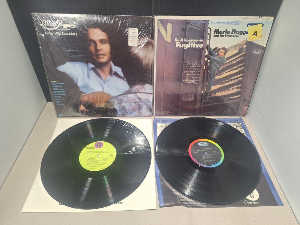 Merle Haggard 2 LP Lot Lonesome Fugitive ST-2702 Let Me Tell Song ST-882 NM-
